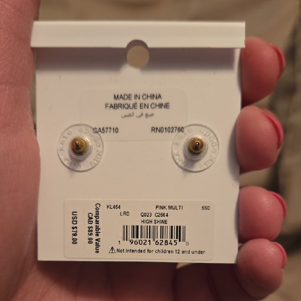 kate spade gold and pink drop earrings - Picture 2 of 3